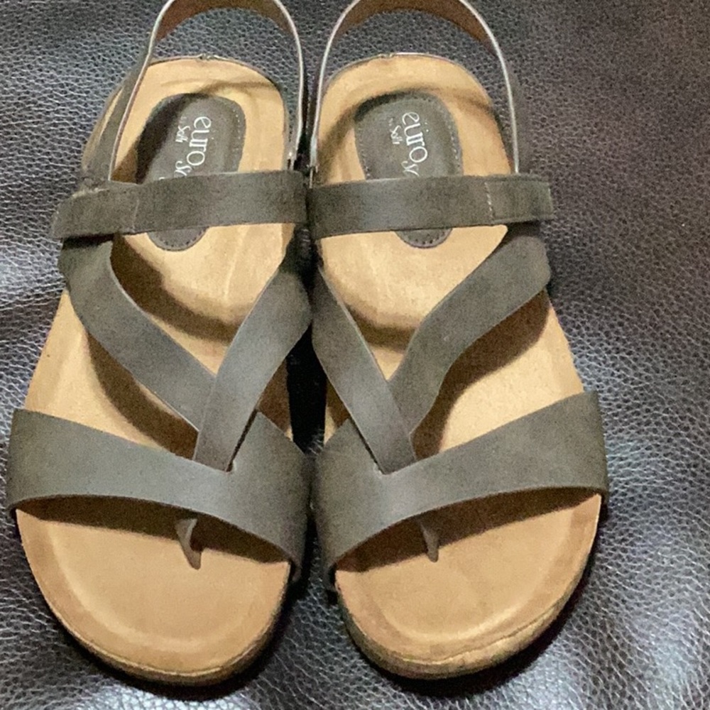 Euro soft by Soffe new sandal. Dark cocoa color with Velcro closing.